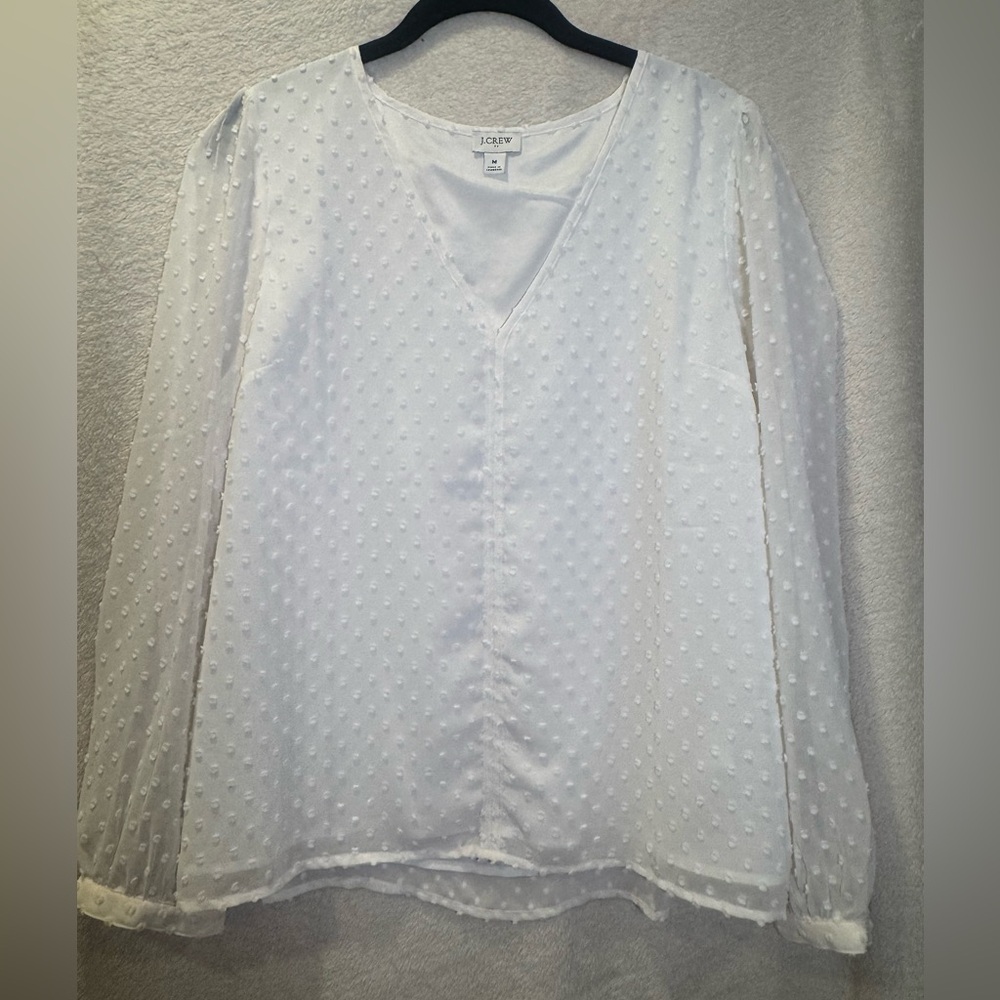 J. Crew Ivory Textured Blouse